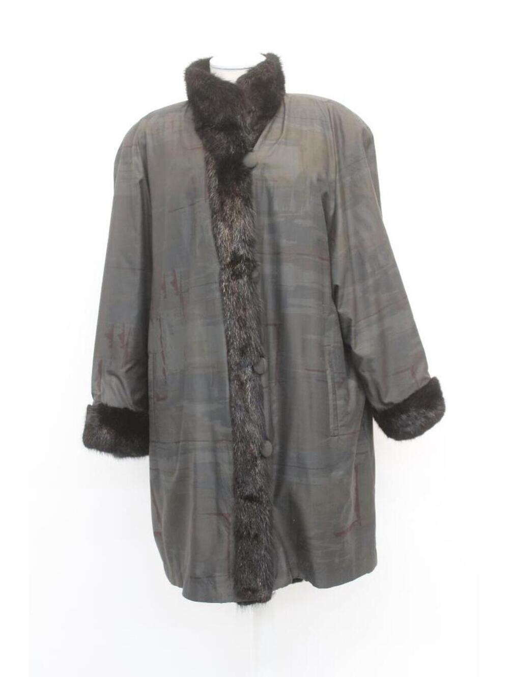 Excellent Black Sheared Muskrat Fur Reversible Coat Women Woman Size 14-16